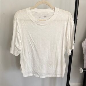 White Cropped Short Sleeve T Shirt